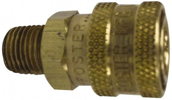 Value Collection - 3/8 Male x Female NPT Pneumatic Hose Quick Connect Socket - Brass, 1-1/8" Body Diam, 3/8" Hose ID - Caliber Tooling