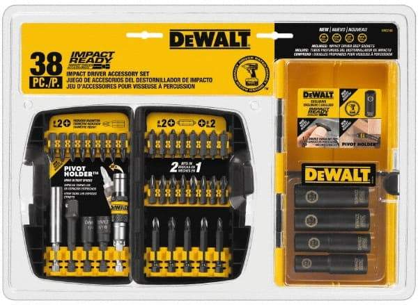 DeWALT - 38 Piece, Impact Ready Accessory Set - 1/4" Hex Shank, 3/8" Sockets Drive - Caliber Tooling