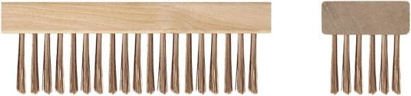 Ampco - 19 Rows x 6 Columns Bronze Scratch Brush - 7-1/4" OAL, 1-3/4" Trim Length, Wood Straight Handle - Caliber Tooling