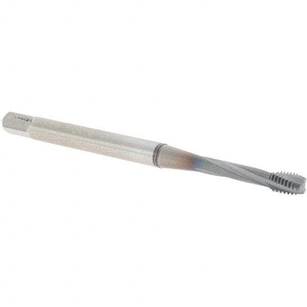 OSG - M3x0.50 Metric Coarse 3 Flute 6H Modified Bottoming Spiral Flute Tap - Powdered Metal, TiCN Finish, 1-15/16" OAL, Right Hand Flute, Right Hand Thread, D3, Series 345 - Caliber Tooling