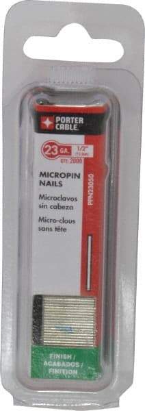 Porter-Cable - 23 Gauge 1/2" Long Pin Nails for Power Nailers - Steel, Galvanized Finish, Straight Stick Collation, Chisel Point - Caliber Tooling