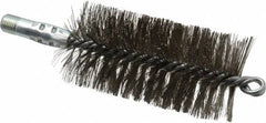 Schaefer Brush - 4-1/2" Brush Length, 2-1/4" Diam, Double Stem, Double Spiral Tube Brush - 7-1/4" Long, Stainless Steel, 1/4" NPSM Male Connection - Caliber Tooling