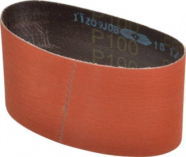 3M - 3-1/2" Wide x 15-1/2" OAL, 100 Grit, Ceramic Abrasive Belt - Ceramic, Fine, Coated, Y Weighted Cloth Backing, Wet/Dry, Series 777F - Caliber Tooling