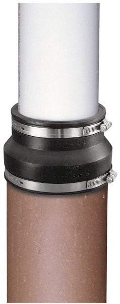 Made in USA - 4 x 1-1/2" PVC Flexible Pipe Coupling with Clamp - 4" Long, Pipe x Pipe, Stainless Steel Clamp - Caliber Tooling