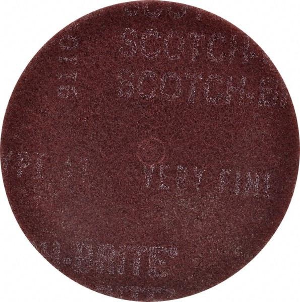 3M - 6" Very Fine Grade Aluminum Oxide Deburring Disc - 1/2" Center Hole, Arbor Connection, Maroon, 4,000 Max RPM - Caliber Tooling