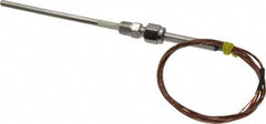 Thermo Electric - 0 to 2012°F, K Pipe Fitting, Thermocouple Probe - 6 Ft. Cable Length, Stripped Ends, 9 Sec Response Time - Caliber Tooling