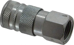 Coilhose Pneumatics - 1/2 Female NPT Industrial Pneumatic Hose Coupler - Plated Steel, 3/8" Body Diam - Caliber Tooling