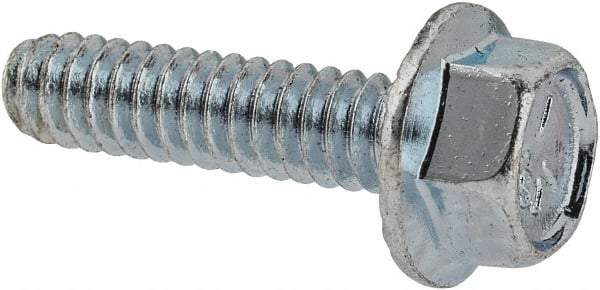 Value Collection - #10-24 UNC, 3/4" Length Under Head, Hex Drive Flange Bolt - 3/4" Thread Length, Grade 5 Steel, Serrated Flange, Zinc-Plated Finish - Caliber Tooling