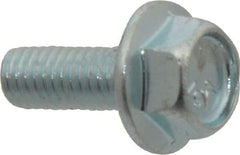 Value Collection - #10-32 UNF, 1/2" Length Under Head, Hex Drive Flange Bolt - 1/2" Thread Length, Grade 5 Steel, Serrated Flange, Zinc-Plated Finish - Caliber Tooling