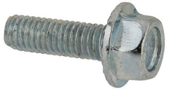 Value Collection - #10-32 UNF, 5/8" Length Under Head, Hex Drive Flange Bolt - 5/8" Thread Length, Grade 5 Steel, Serrated Flange, Zinc-Plated Finish - Caliber Tooling