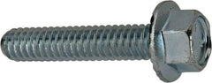 Value Collection - 1/4-20 UNC, 1-1/4" Length Under Head, Hex Drive Flange Bolt - 1-1/4" Thread Length, Grade 5 Steel, Serrated Flange, Zinc-Plated Finish - Caliber Tooling