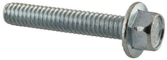 Value Collection - 1/4-20 UNC, 1-1/2" Length Under Head, Hex Drive Flange Bolt - 1-1/2" Thread Length, Grade 5 Steel, Serrated Flange, Zinc-Plated Finish - Caliber Tooling