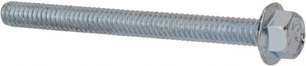 Value Collection - 1/4-20 UNC, 2-3/4" Length Under Head, Hex Drive Flange Bolt - 2-3/4" Thread Length, Grade 5 Steel, Serrated Flange, Zinc-Plated Finish - Caliber Tooling