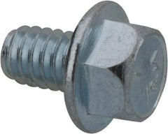 Value Collection - 1/4-20 UNC, 3/8" Length Under Head, Hex Drive Flange Bolt - 3/8" Thread Length, Grade 5 Steel, Serrated Flange, Zinc-Plated Finish - Caliber Tooling