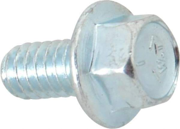 Value Collection - 1/4-20 UNC, 1/2" Length Under Head, Hex Drive Flange Bolt - 1/2" Thread Length, Grade 5 Steel, Serrated Flange, Zinc-Plated Finish - Caliber Tooling