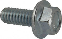 Value Collection - 1/4-20 UNC, 5/8" Length Under Head, Hex Drive Flange Bolt - 5/8" Thread Length, Grade 5 Steel, Serrated Flange, Zinc-Plated Finish - Caliber Tooling