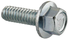 Value Collection - 1/4-20 UNC, 3/4" Length Under Head, Hex Drive Flange Bolt - 3/4" Thread Length, Grade 5 Steel, Serrated Flange, Zinc-Plated Finish - Caliber Tooling