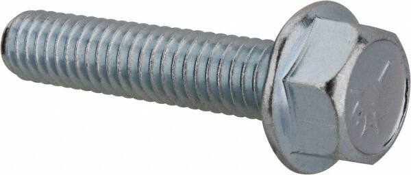 Value Collection - 5/16-18 UNC, 1-1/2" Length Under Head, Hex Drive Flange Bolt - 1-1/2" Thread Length, Grade 5 Steel, Serrated Flange, Zinc-Plated Finish - Caliber Tooling