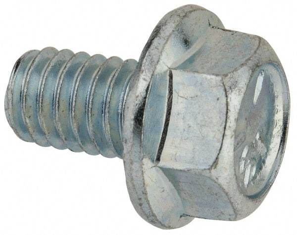 Value Collection - 5/16-18 UNC, 1/2" Length Under Head, Hex Drive Flange Bolt - 1/2" Thread Length, Grade 5 Steel, Serrated Flange, Zinc-Plated Finish - Caliber Tooling