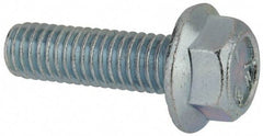 Value Collection - 3/8-16 UNC, 1-1/4" Length Under Head, Hex Drive Flange Bolt - 1-1/4" Thread Length, Grade 5 Steel, Serrated Flange, Zinc-Plated Finish - Caliber Tooling