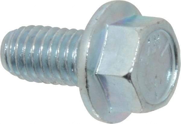 Value Collection - 3/8-16 UNC, 3/4" Length Under Head, Hex Drive Flange Bolt - 3/4" Thread Length, Grade 5 Steel, Serrated Flange, Zinc-Plated Finish - Caliber Tooling