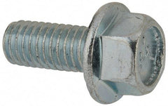 Value Collection - 3/8-16 UNC, 7/8" Length Under Head, Hex Drive Flange Bolt - 7/8" Thread Length, Grade 5 Steel, Serrated Flange, Zinc-Plated Finish - Caliber Tooling