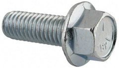 Value Collection - 7/16-14 UNC, 1-1/4" Length Under Head, Hex Drive Flange Bolt - 1-1/4" Thread Length, Grade 5 Steel, Serrated Flange, Zinc-Plated Finish - Caliber Tooling