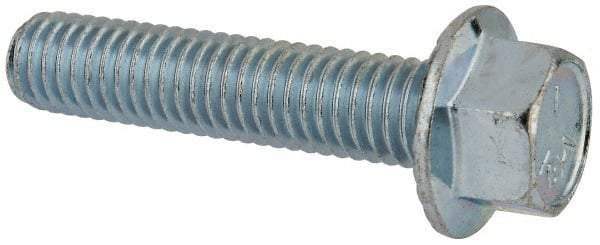 Value Collection - 7/16-14 UNC, 2" Length Under Head, Hex Drive Flange Bolt - 2" Thread Length, Grade 5 Steel, Serrated Flange, Zinc-Plated Finish - Caliber Tooling