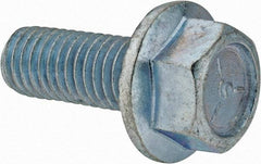 Value Collection - 1/2-13 UNC, 1-1/4" Length Under Head, Hex Drive Flange Bolt - 1-1/4" Thread Length, Grade 5 Steel, Serrated Flange, Zinc-Plated Finish - Caliber Tooling