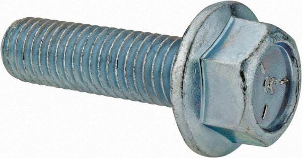 Value Collection - 1/2-13 UNC, 1-3/4" Length Under Head, Hex Drive Flange Bolt - 1-3/4" Thread Length, Grade 5 Steel, Serrated Flange, Zinc-Plated Finish - Caliber Tooling