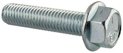 Value Collection - 1/2-13 UNC, 2-1/4" Length Under Head, Hex Drive Flange Bolt - 2-1/4" Thread Length, Grade 5 Steel, Serrated Flange, Zinc-Plated Finish - Caliber Tooling