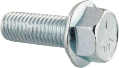 Value Collection - 5/8-11 UNC, 1-3/4" Length Under Head, Hex Drive Flange Bolt - 1-3/4" Thread Length, Grade 5 Steel, Serrated Flange, Zinc-Plated Finish - Caliber Tooling