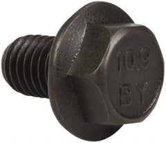 Value Collection - M10x1.50 Metric Coarse, 16mm Length Under Head, Hex Drive Flange Bolt - 16mm Thread Length, Grade 10.9 Alloy Steel, Smooth Flange, Phosphate & Oil Finish - Caliber Tooling