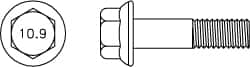 Value Collection - M16x2.00 Metric Coarse, 110mm Length Under Head, Hex Drive Flange Bolt - 50mm Thread Length, Grade 10.9 Alloy Steel, Smooth Flange, Phosphate & Oil Finish - Caliber Tooling