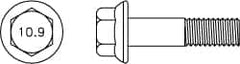 Value Collection - M6x1.00 Metric Coarse, 45mm Length Under Head, Hex Drive Flange Bolt - 20mm Thread Length, Grade 10.9 Alloy Steel, Smooth Flange, Phosphate & Oil Finish - Caliber Tooling