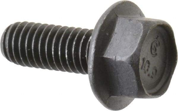 Value Collection - M6x1.00 Metric Coarse, 16mm Length Under Head, Hex Drive Flange Bolt - 16mm Thread Length, Grade 10.9 Alloy Steel, Smooth Flange, Phosphate & Oil Finish - Caliber Tooling