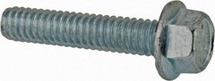 Value Collection - 1/4-20 UNC, 1-1/4" Length Under Head, Hex Drive Flange Bolt - 1-1/4" Thread Length, Grade 8 Steel, Serrated Flange, Zinc-Plated Finish - Caliber Tooling