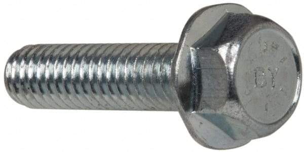 Value Collection - 5/16-18 UNC, 1-1/4" Length Under Head, Hex Drive Flange Bolt - 1-1/4" Thread Length, Grade 8 Steel, Serrated Flange, Zinc-Plated Finish - Caliber Tooling