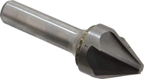 Hertel - 1" Head Diam, 1/2" Shank Diam, 6 Flute 60° Solid Carbide Countersink - Bright Finish, 3" OAL, Single End, Straight Shank, Right Hand Cut - Caliber Tooling