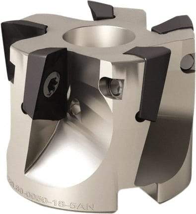 Seco - 4 Inserts, 50mm Cut Diam, 22mm Arbor Diam, 17mm Max Depth of Cut, Indexable Square-Shoulder Face Mill - 90° Lead Angle, 40mm High, XO.. 1806 Insert Compatibility, Through Coolant, Series Power Turbo - Caliber Tooling