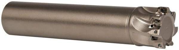 Seco - 1" Cut Diam, 0.197" Max Depth of Cut, 1" Shank Diam, 4.528" OAL, Indexable Square Shoulder End Mill - XO.X 0602 Inserts, Cylindrical Shank, 90° Lead Angle, Through Coolant, Series Nano Turbo - Caliber Tooling