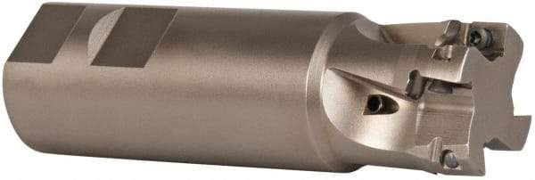 Seco - 1-1/4" Cut Diam, 0.433" Max Depth of Cut, 1-1/4" Shank Diam, 4-1/4" OAL, Indexable Square Shoulder End Mill - XO.X 1204.. Inserts, Weldon Shank, 90° Lead Angle, Through Coolant, Series Super Turbo - Caliber Tooling