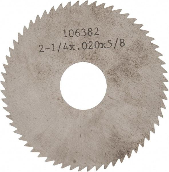 Made in USA - 2-1/4" Diam x 0.02" Blade Thickness x 5/8" Arbor Hole Diam, 60 Tooth Slitting and Slotting Saw - Arbor Connection, Solid Carbide, Concave Ground - Caliber Tooling