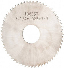 Made in USA - 2-1/4" Diam x 0.025" Blade Thickness x 5/8" Arbor Hole Diam, 60 Tooth Slitting and Slotting Saw - Arbor Connection, Solid Carbide, Concave Ground - Caliber Tooling