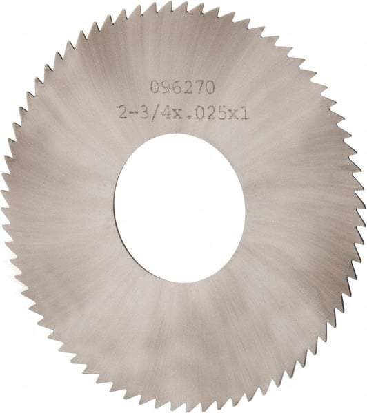Made in USA - 2-3/4" Diam x 0.025" Blade Thickness x 1" Arbor Hole Diam, 72 Tooth Slitting and Slotting Saw - Arbor Connection, Solid Carbide, Concave Ground - Caliber Tooling