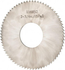 Made in USA - 2-3/4" Diam x 0.057" Blade Thickness x 1" Arbor Hole Diam, 72 Tooth Slitting and Slotting Saw - Arbor Connection, Solid Carbide, Concave Ground - Caliber Tooling