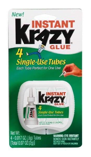 Krazy Glue - 0.17 oz Tube Clear Instant Adhesive - 1 min Working Time, Bonds to Ceramic, Leather, Metal, Plastic, Porcelain, Rubber, Vinyl & Wood - Caliber Tooling