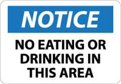 NMC - "Notice - No Eating or Drinking in This Area", 10" Long x 14" Wide, Rigid Plastic Safety Sign - Rectangle, 0.05" Thick, Use for Security & Admittance - Caliber Tooling