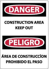 NMC - "Danger - Construction Area - Keep Out", 14" Long x 10" Wide, Rigid Plastic Safety Sign - Rectangle, 0.05" Thick, Use for Security & Admittance - Caliber Tooling