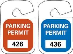 NMC - 4-3/4 Inch High x 2-3/4 Inch Wide, PARKING PERMIT Parking/Vehicle Hang Tag - 1 Side, Unrippable Vinyl, Red - Caliber Tooling